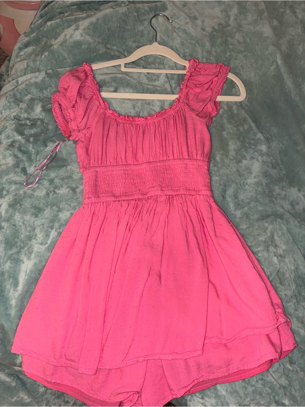 Hollister Hot Pink Ruffle-Sleeve Romper